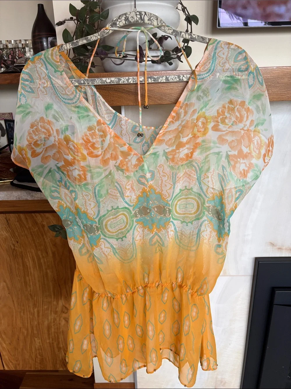 Free People Sheer Floral Tunic